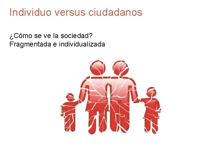 Individuo versus ciudadanos ¿Cómo se ve la sociedad? Fragmentada e individualizada 