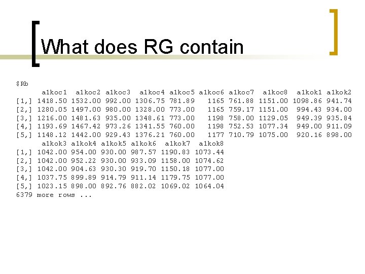 What does RG contain $Rb [1, ] [2, ] [3, ] [4, ] [5,