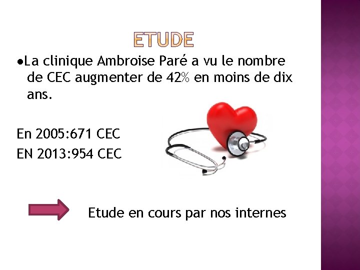 ●La clinique Ambroise Paré a vu le nombre de CEC augmenter de 42% en