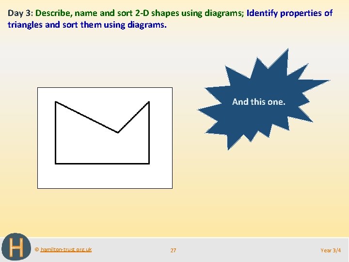 Day 3: Describe, name and sort 2 -D shapes using diagrams; Identify properties of