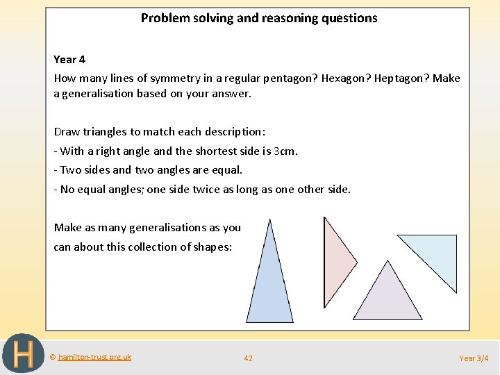 Problem solving and reasoning questions Year 4 How many lines of symmetry in a