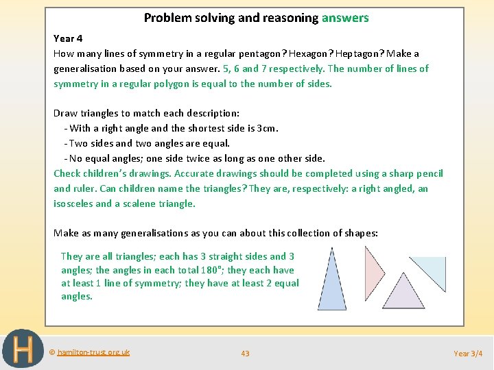 Problem solving and reasoning answers Year 4 How many lines of symmetry in a