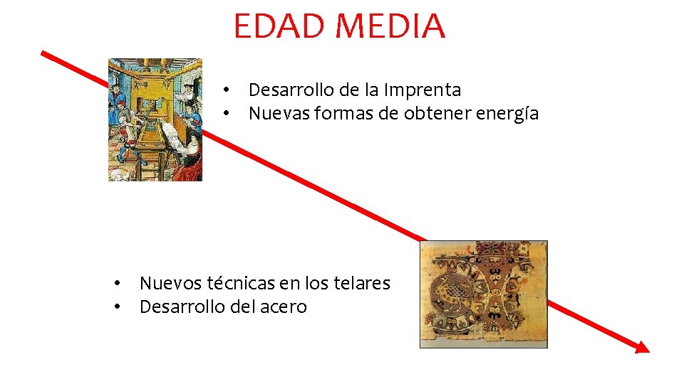 EDAD MEDIA • Desarrollo de la Imprenta • Nuevas formas de obtenergía • Nuevos