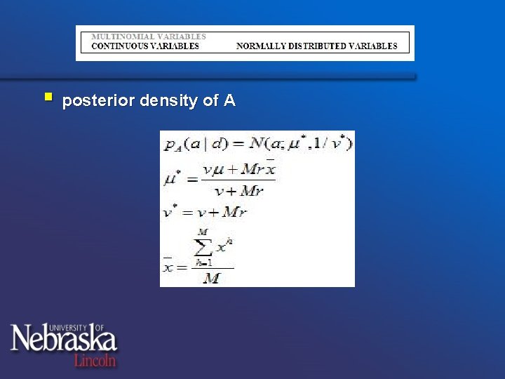 § posterior density of A 