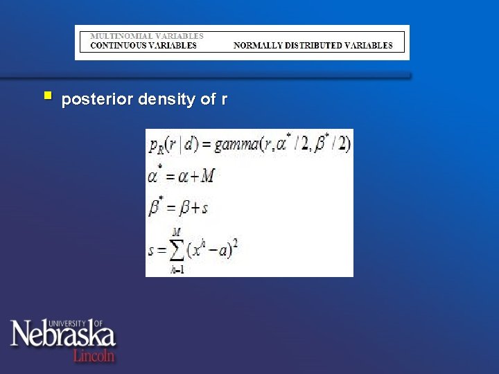 § posterior density of r 