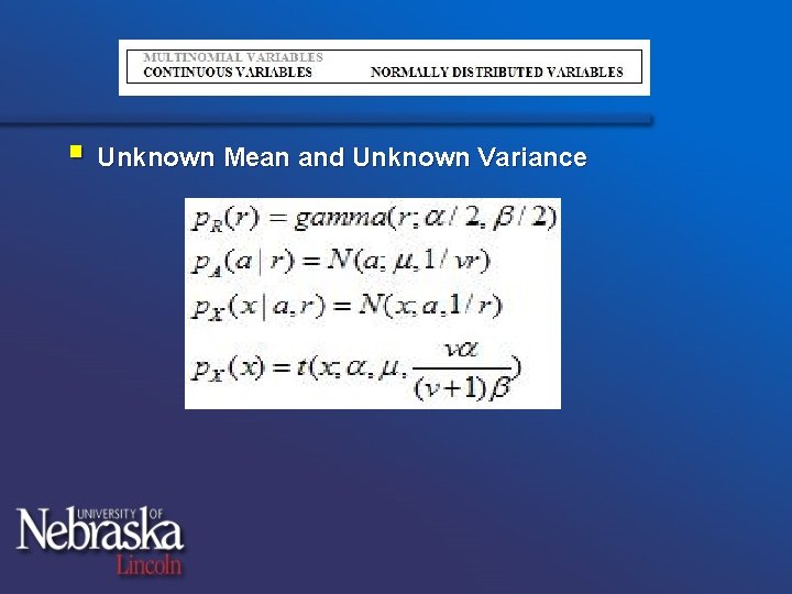 § Unknown Mean and Unknown Variance 