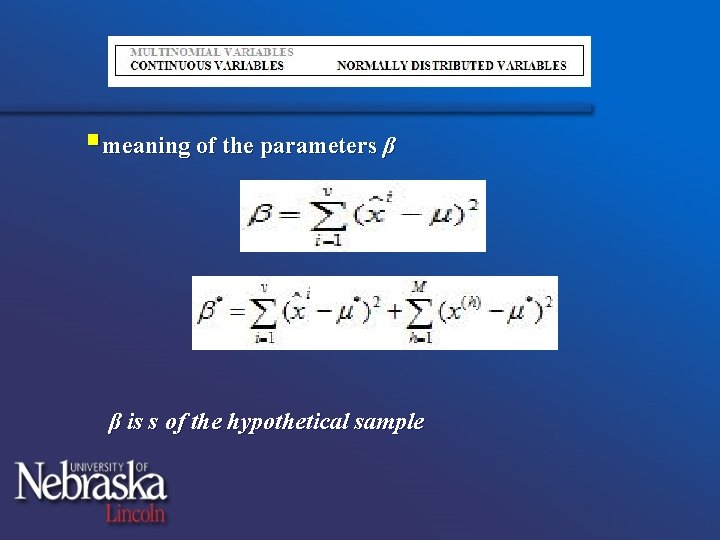 §meaning of the parameters β β is s of the hypothetical sample 