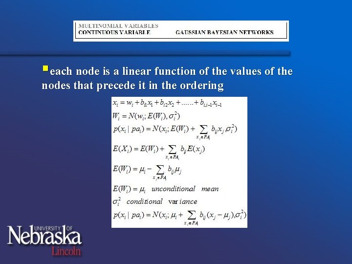 §each node is a linear function of the values of the nodes that precede