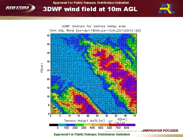 Approved For Public Release; Distribution Unlimited 3 DWF wind field at 10 m AGL Approved For Public Release; Distribution Unlimited 3 DWF wind field at 10 m AGL