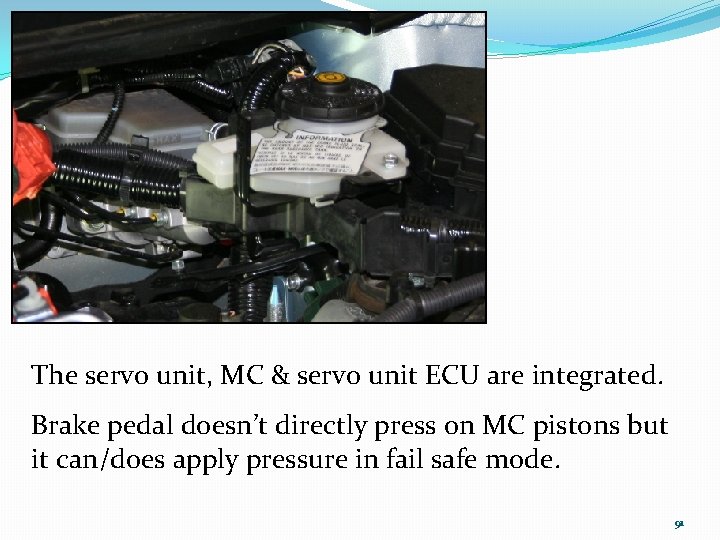 The servo unit, MC & servo unit ECU are integrated. Brake pedal doesn’t directly