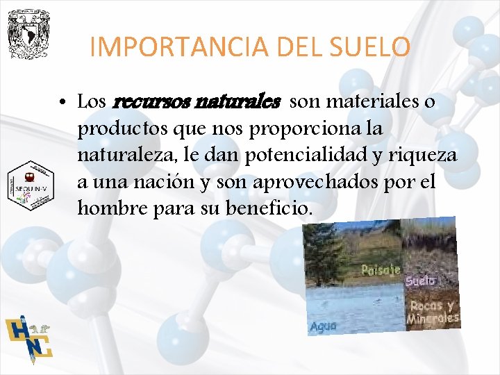 IMPORTANCIA DEL SUELO • Los recursos naturales son materiales o productos que nos proporciona