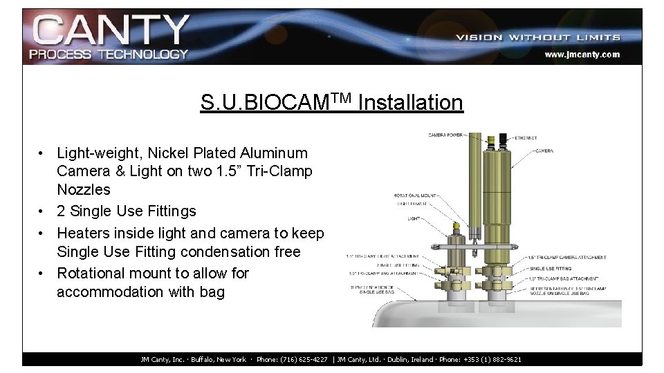 S. U. BIOCAMTM Installation • Light-weight, Nickel Plated Aluminum Camera & Light on two