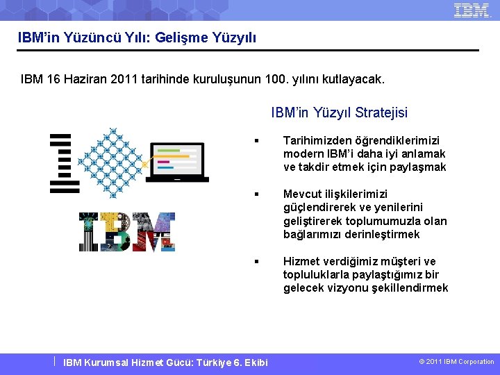 IBM’in Yüzüncü Yılı: Gelişme Yüzyılı IBM 16 Haziran 2011 tarihinde kuruluşunun 100. yılını kutlayacak.