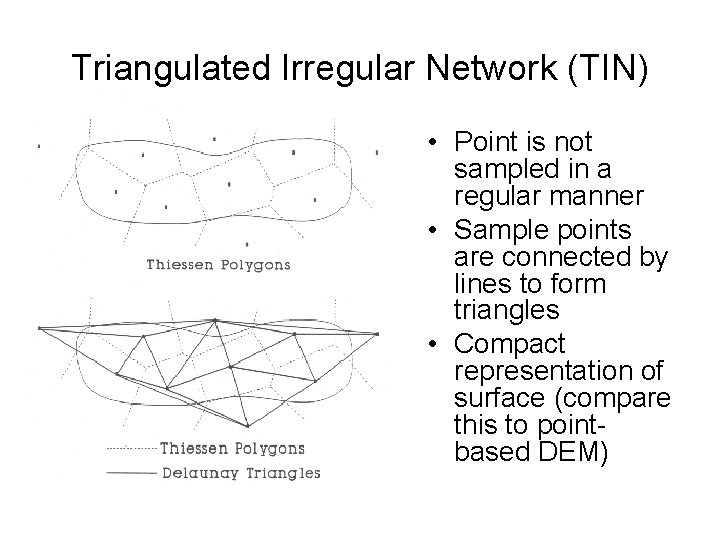 Triangulated Irregular Network (TIN) • Point is not sampled in a regular manner •