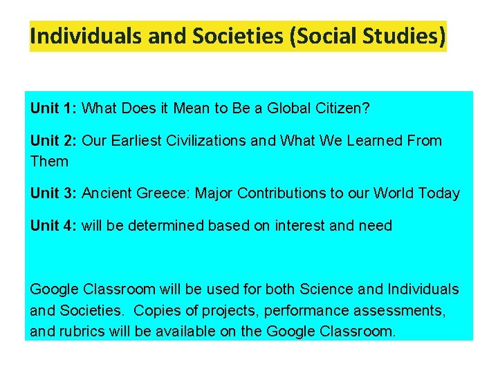 Individuals and Societies (Social Studies) Unit 1: What Does it Mean to Be a