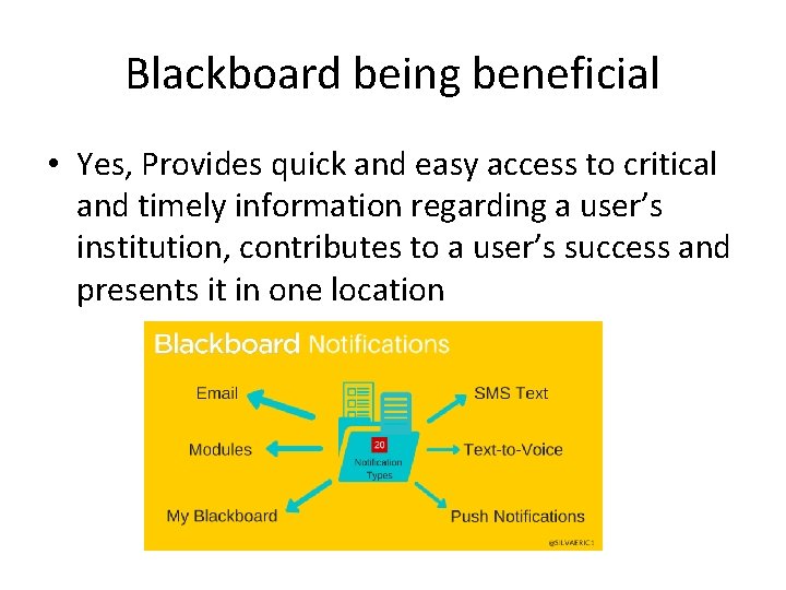 Blackboard being beneficial • Yes, Provides quick and easy access to critical and timely