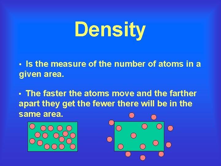 Density • Is the measure of the number of atoms in a given area.