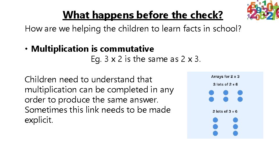 What happens before the check? How are we helping the children to learn facts