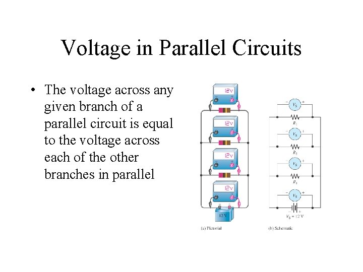 Voltage in Parallel Circuits • The voltage across any given branch of a parallel Voltage in Parallel Circuits • The voltage across any given branch of a parallel