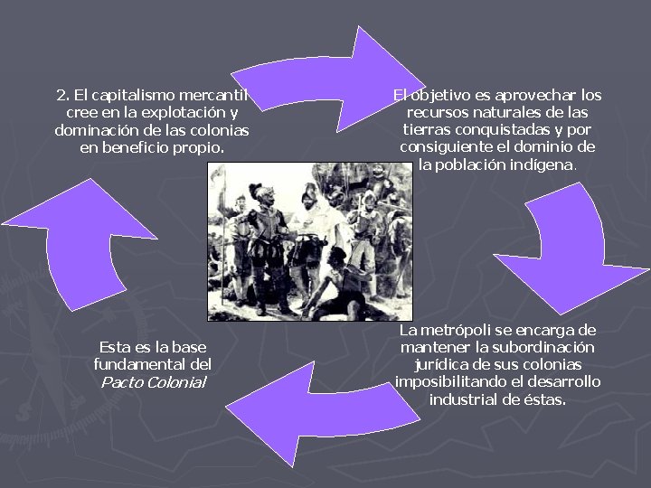 2. El capitalismo mercantil cree en la explotación y dominación de las colonias en