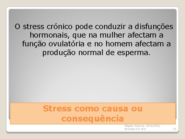 O stress crónico pode conduzir a disfunções hormonais, que na mulher afectam a função