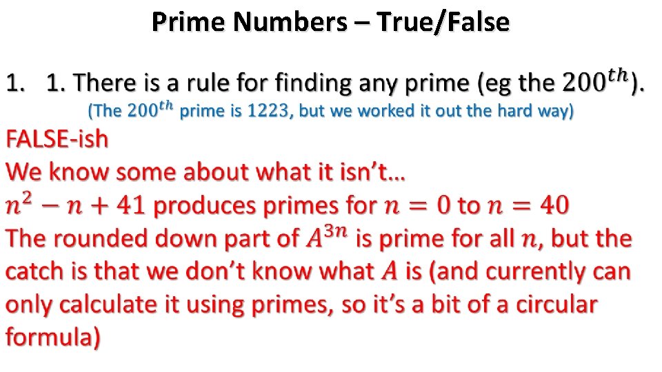 Prime Numbers – True/False 