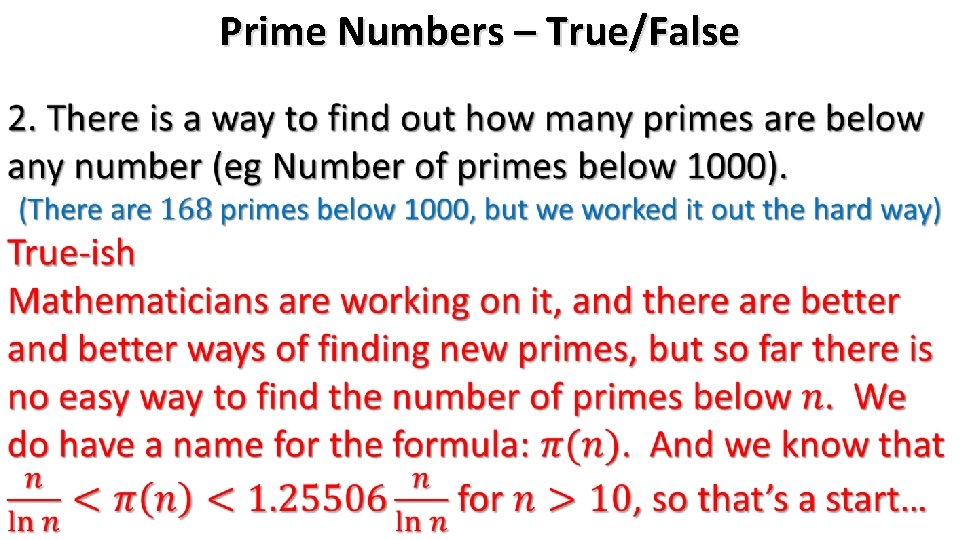 Prime Numbers – True/False 