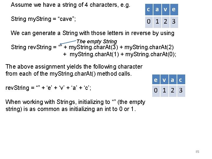 Assume we have a string of 4 characters, e. g. String my. String =