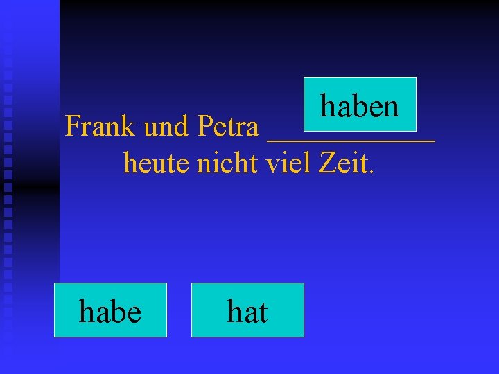 haben Frank und Petra ______ heute nicht viel Zeit. habe hat 