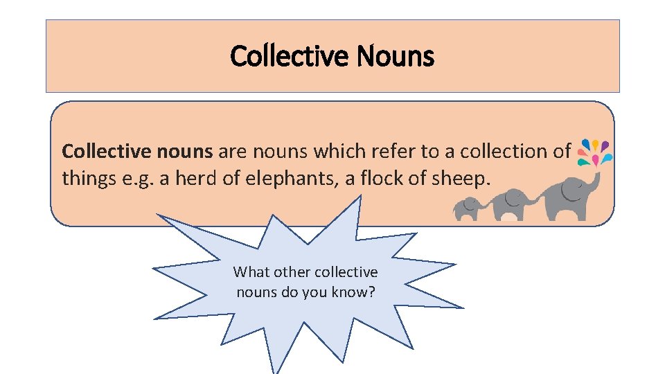 Collective Nouns Collective nouns are nouns which refer to a collection of things e.