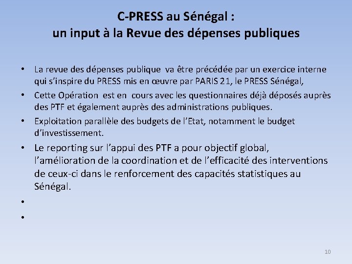 C-PRESS au Sénégal : un input à la Revue des dépenses publiques • La