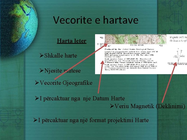 Vecorite e hartave Harta leter ØShkalle harte ØNjesite matese ØVecorite Gjeografike ØI përcaktuar nga