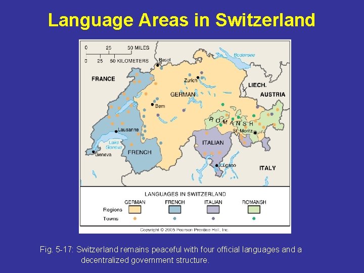 Language Areas in Switzerland Fig. 5 -17: Switzerland remains peaceful with four official languages