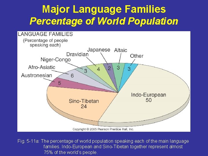 Major Language Families Percentage of World Population Fig. 5 -11 a: The percentage of