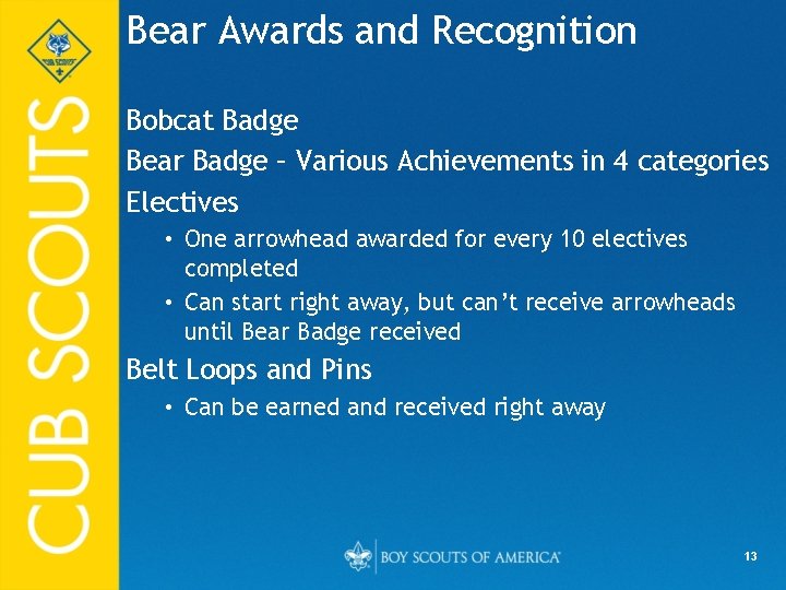 Bear Awards and Recognition Bobcat Badge Bear Badge – Various Achievements in 4 categories