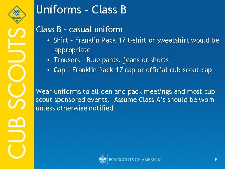 Uniforms – Class B – casual uniform • Shirt – Franklin Pack 17 t-shirt