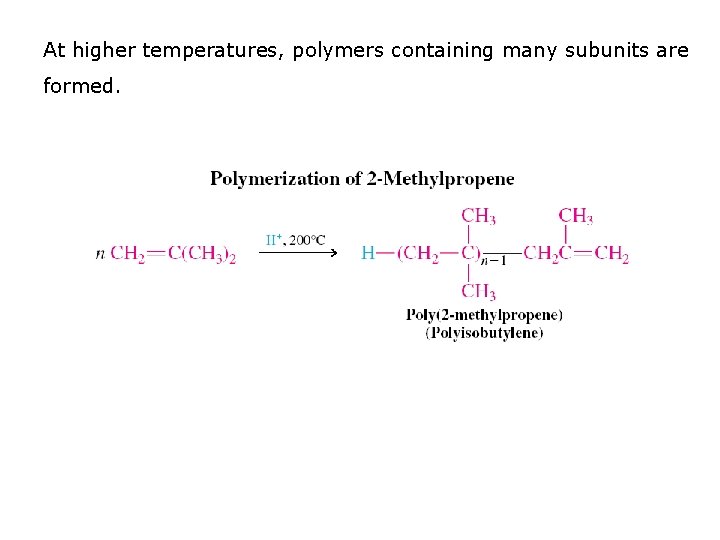 At higher temperatures, polymers containing many subunits are formed. 
