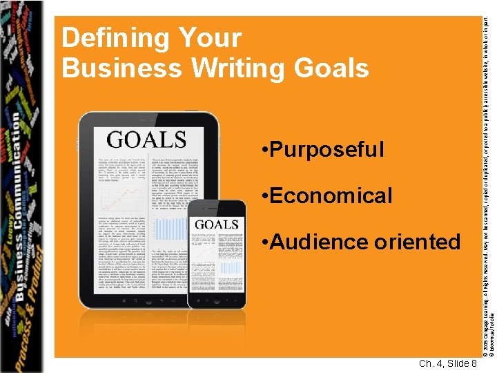  • Purposeful • Economical • Audience oriented Ch. 4, Slide 8 © 2015