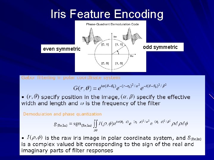 Iris Feature Encoding even symmetric odd symmetric 