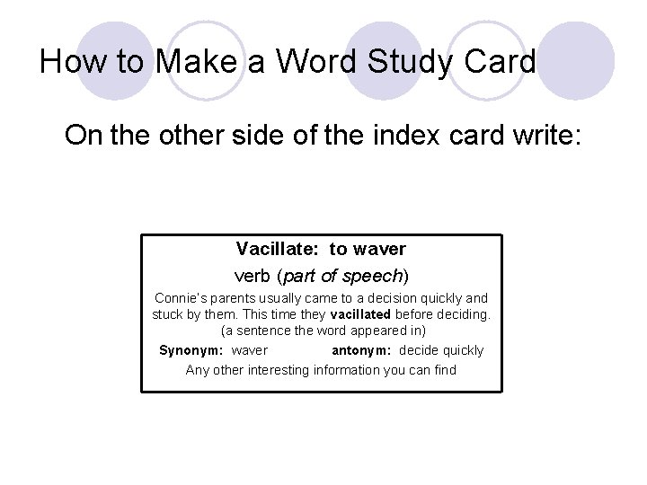 How to Make a Word Study Card On the other side of the index