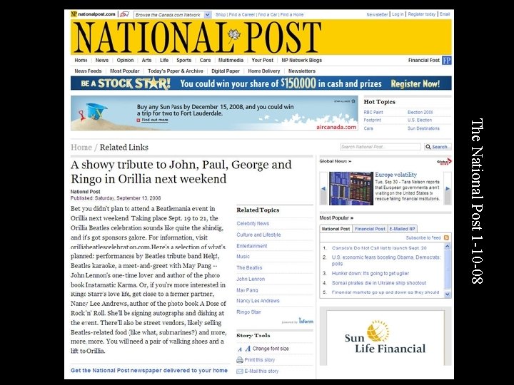 The National Post 1 -10 -08 