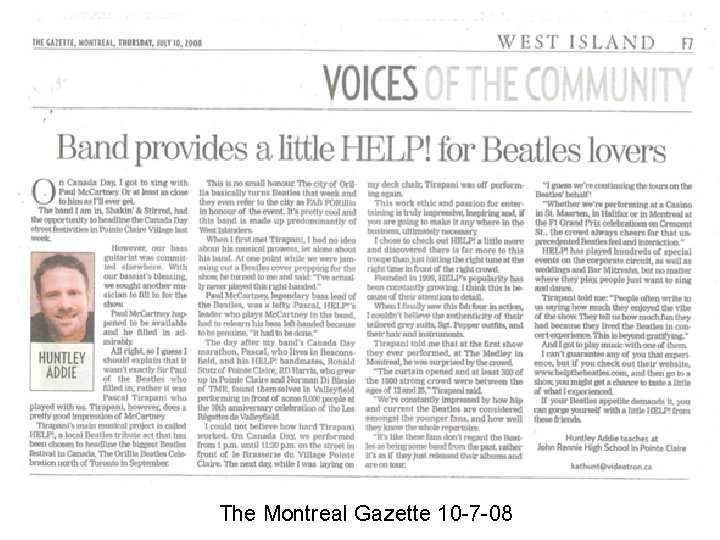 The Montreal Gazette 10 -7 -08 