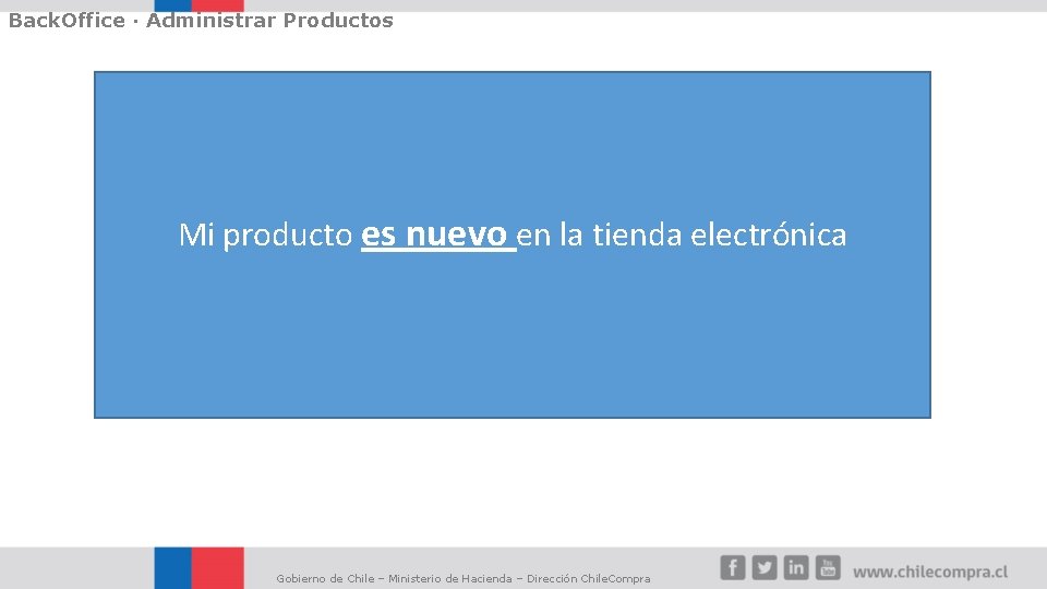Back. Office · Administrar Productos Mi producto es nuevo en la tienda electrónica Gobierno