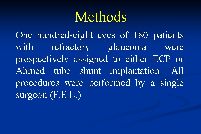 Methods One hundred-eight eyes of 180 patients with refractory glaucoma were prospectively assigned to