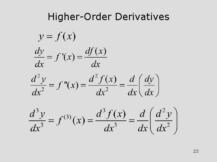 Higher-Order Derivatives 23 Higher-Order Derivatives 23
