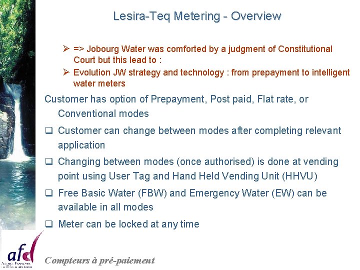 Lesira-Teq Metering - Overview Ø => Jobourg Water was comforted by a judgment of