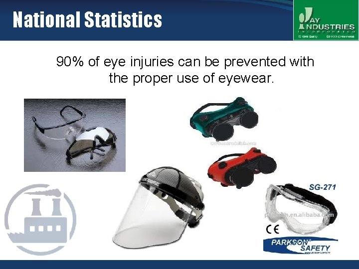 National Statistics 90% of eye injuries can be prevented with the proper use of