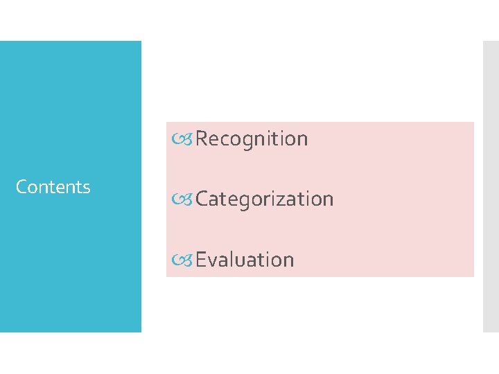  Recognition Contents Categorization Evaluation 