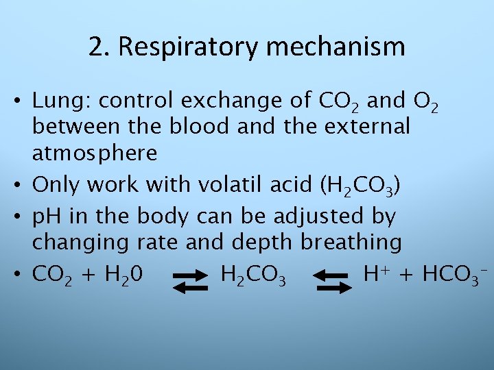 2. Respiratory mechanism • Lung: control exchange of CO 2 and O 2 between