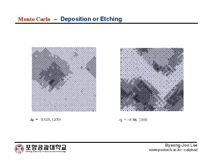 Monte Carlo – Deposition or Etching Byeong-Joo Lee www. postech. ac. kr/~calphad 